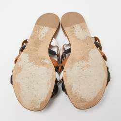 Pre Owned Hermes Multicolor Leather Thalassa Flats Size 37