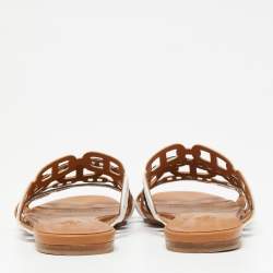 Pre Owned Hermes Multicolor Leather Thalassa Flats Size 37