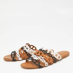 Pre Owned Hermes Multicolor Leather Thalassa Flats Size 37