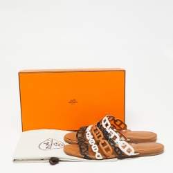 Pre Owned Hermes Multicolor Leather Thalassa Flats Size 37