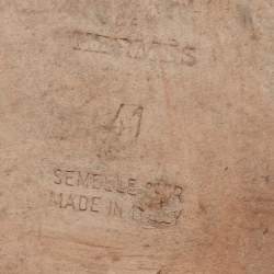 Pre Owned Hermes Brown Leather Oran Flat Sandals Size 41