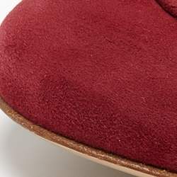 Hermès  Burgundy Suede Palladium Plated Oz Flat Mules Size 37.5