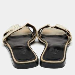 Pre Owned Hermes Metallic Twisted Metal Thread Oran Flats Size 37.5