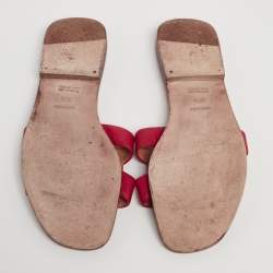 Hermes Red Leather Oran Sandals Size 37.5