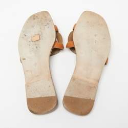 Pre Owned Hermes Brown Leather Aloha Sandals Size 38.5