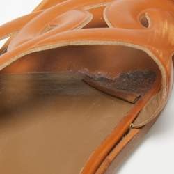 Pre Owned Hermes Brown Leather Aloha Sandals Size 38.5