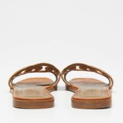 Pre Owned Hermes Brown Leather Aloha Sandals Size 38.5