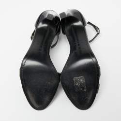 Hermes Black Patent Premiere Ankle Strap Sandals Size 39.5