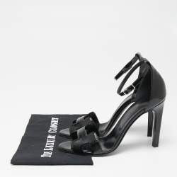 Hermes Black Patent Premiere Ankle Strap Sandals Size 39.5