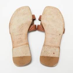 Hermes Brown Leather Oran Slide Sandal Size 36.5