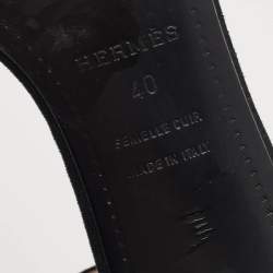 Pre Owned Hermes Pink/Black Crystals and Suede Premiere Ankle-Strap Sandals Size 40