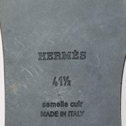 مملوكة مسبقًا Hermes Black Leather Oran Flat Sandals Size 41.5