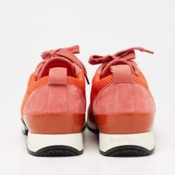 Pre Owned Hermes Pink Suede And Mesh Player Low Top Sneakers Size 38.5