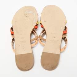Pre Owned Hermes Multicolor Suede Thalassa Strappy Flat Sandals Size 36.5