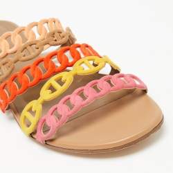Pre Owned Hermes Multicolor Suede Thalassa Strappy Flat Sandals Size 36.5