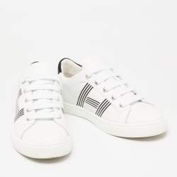 Pre Owned Hermes White Leather Avantage Low Top Sneakers Size 37.5