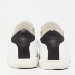 Pre Owned Hermes White Leather Avantage Low Top Sneakers Size 37.5