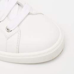 Pre Owned Hermes White Leather Avantage Low Top Sneakers Size 37.5