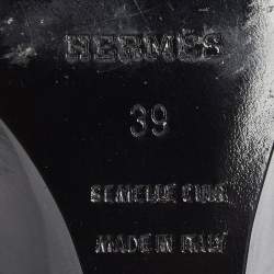 Hermes Black Leather Pointed Toe Wedge Ankle Booties Size 39