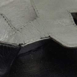 Hermes Grey/Black Leather Oran Flat Slides Size 40.5
