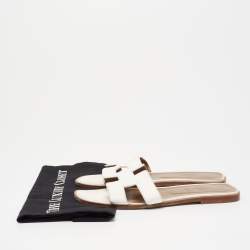Pre Owned Hermes White Leather Oran Sandals Size 40