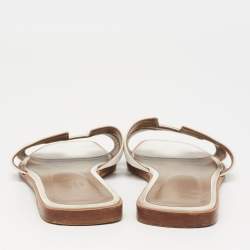 Pre Owned Hermes White Leather Oran Sandals Size 40