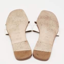 Pre Owned Hermes White Leather Oran Sandals Size 40