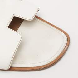Pre Owned Hermes White Leather Oran Sandals Size 40