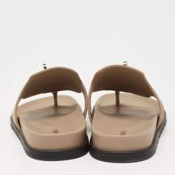 Hermes Beige Suede Empire Flat Slides Size 38