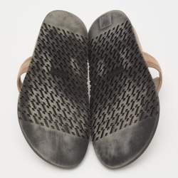 Hermes Beige Suede Empire Flat Slides Size 38