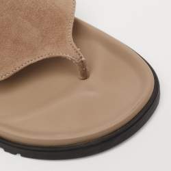 Hermes Beige Suede Empire Flat Slides Size 38