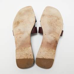 Hermes Two Tone Leather Oran Flat Slides Size 40.5