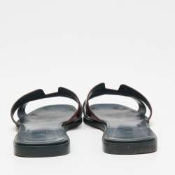 Hermes Two Tone Leather Oran Flat Slides Size 40.5