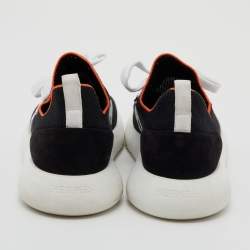 Hermes Black/White Suede And Knit Fabric Low Top Sneakers Size 39.5