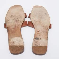 Pre Owned Hermes Brown Leather Oran  Sandals Size 41.5