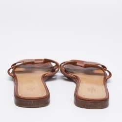 Pre Owned Hermes Brown Leather Oran  Sandals Size 41.5