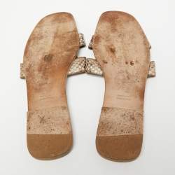 Hermes Brown/Beige Python Oran Sandals Size 41.5