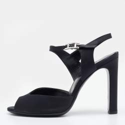 Hermes Black Satin Ankle Strap Sandals Size 36 Hermes | TLC