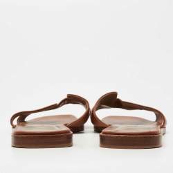 Pre Owned Hermes Brown Leather Oran Sandals Size 40.5