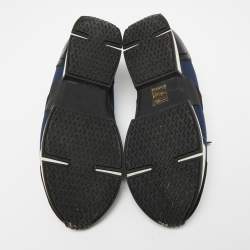 Hermes Black/Navy Blue Neoprene And Leather Run Sneakers Size 39