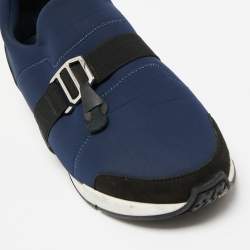 Hermes Black/Navy Blue Neoprene And Leather Run Sneakers Size 39