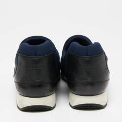 Hermes Black/Navy Blue Neoprene And Leather Run Sneakers Size 39