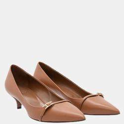 Pre Owned Hermes Brown Chevre Velours Leather Blush 40 Pumps Size EU 39