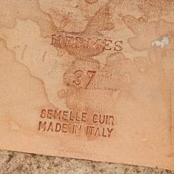 Pre Owned Hermès Brown Leather Oran Flat Sandals Size 37