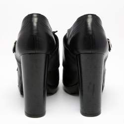 Hermes Black Leather Monk Strap Booties Size 39