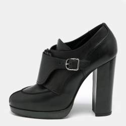 Hermes Black Leather Monk Strap Booties Size 39