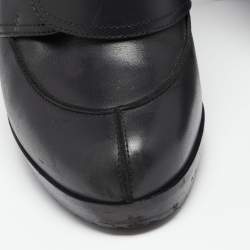 Hermes Black Leather Monk Strap Booties Size 39