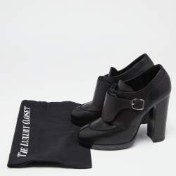 Hermes Black Leather Monk Strap Booties Size 39