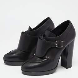 Hermes Black Leather Monk Strap Booties Size 39