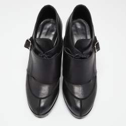 Hermes Black Leather Monk Strap Booties Size 39